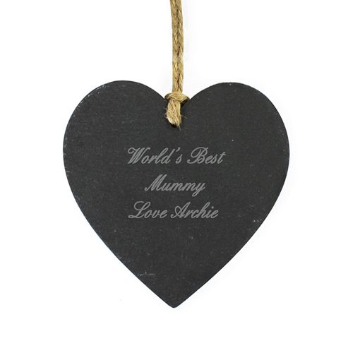 Image of Personalised Script Engraved Slate Heart Decoration