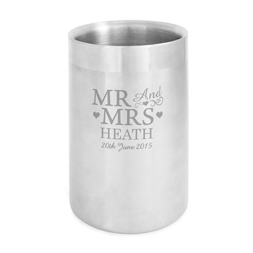 Image of Personalised Mr & Mrs Stainless Steel Wine Cooler
