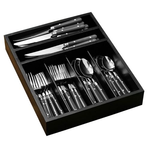 Image of Premier Housewares 36 Piece Cafe Cutlery Set With Tray - Black