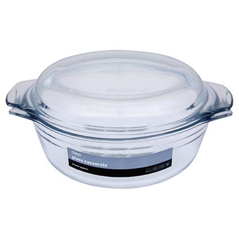 Image of Tesco 2l Round Casserole Dish, Glass