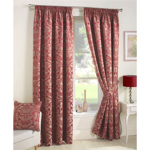 Image of Curtina Crompton Red 66x72 Inches (168x183cm) Lined Curtains
