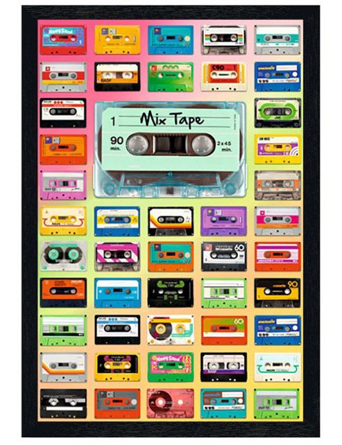 Image of Black Wooden Framed Mix Tape Poster
