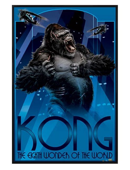 Image of King Kong Gloss Black Framed Eighth Wonder Of The World Poster