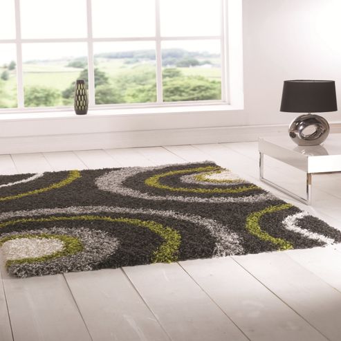 Image of Nordic Equator Lime Green/grey 80x150 Cm Shaggy Rug