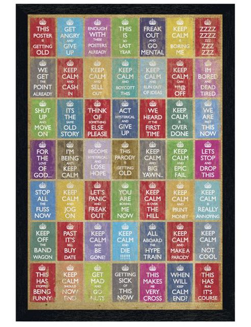 Image of Keep Calm & Carry On Black Wooden Framed Anti Keep Calm Compilation Poster