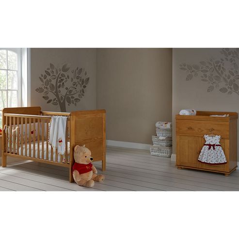 Image of Obaby Winnie The Pooh Cot Bed And Closed Changer Room Set
