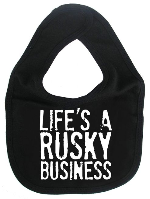 Image of Dirty Fingers Life's A Rusky Business Baby Bib Black