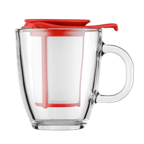 Image of Bodum Yo-yo Set, Glass Mug With Tea Infuser, Red