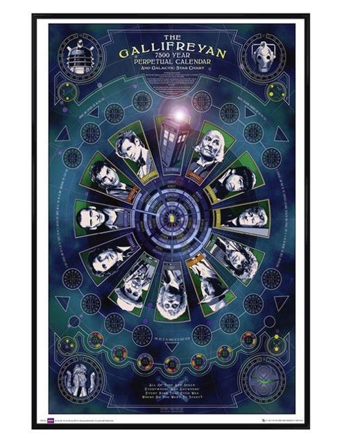 Image of Gloss Black Framed Doctor Who Gallifreyan Calendar Poster