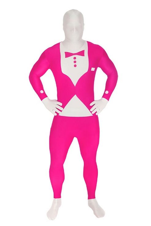 Image of Morphsuit Tuxedo Pink Glow - Adult Costume Size: 38-40