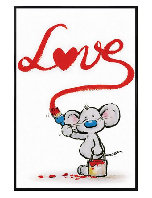 Image of Mouse With A Paintbrush Gloss Black Framed Painted Love Poster
