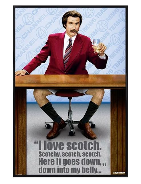 Image of Anchorman Gloss Black Framed I Love Scotch Poster