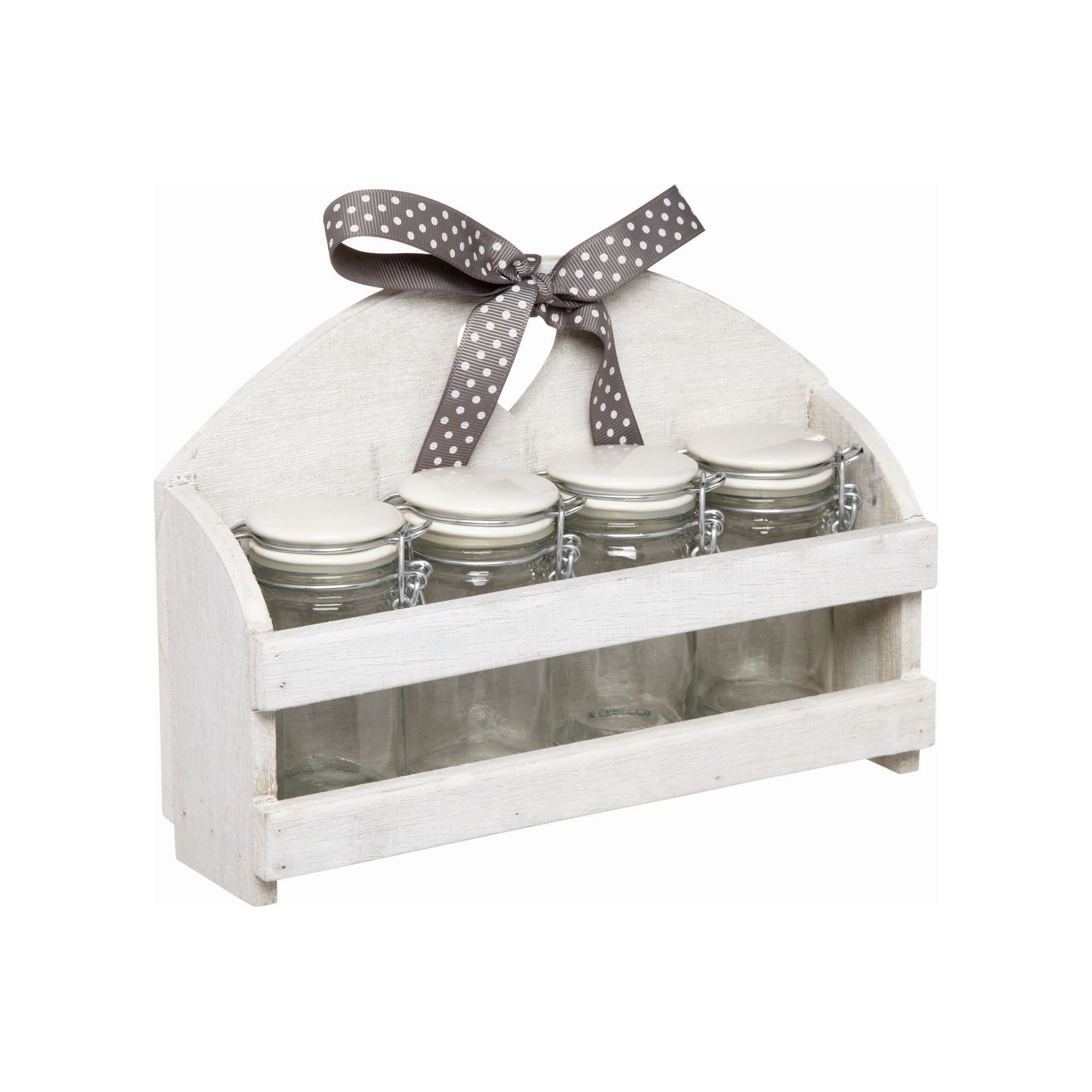 KitchenCraft Home Made Set of Four 70ml Storage Jars with Ceramic Lids and Wooden Stand KitchenCraft Home Made Set of Four 70ml Storage Jars with Ceramic Lids and Wooden Stand