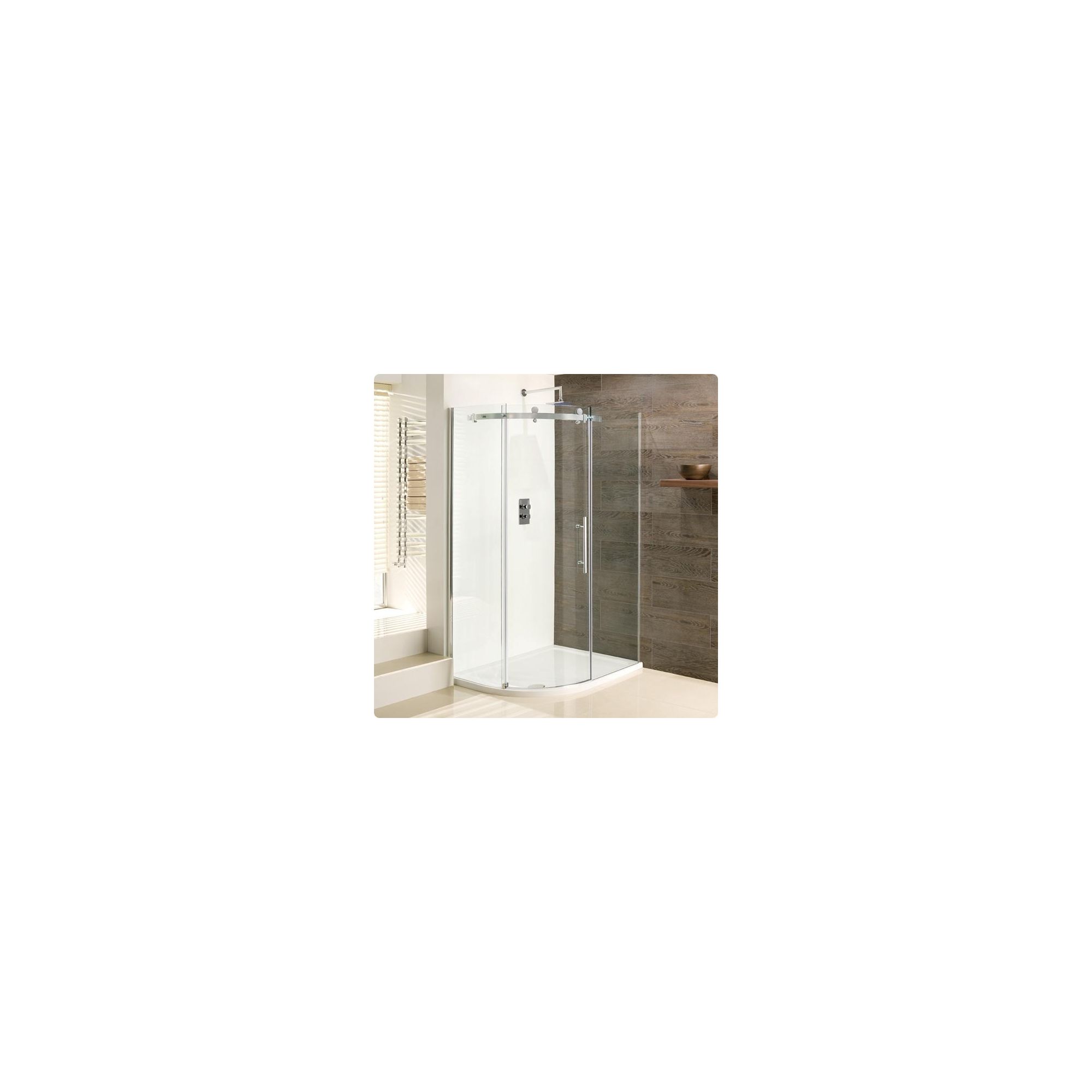 Duchy Deluxe Silver Offset Quadrant Shower Enclosure 1200mm x 800mm (Complete with Tray), 10mm Glass at Tesco Direct