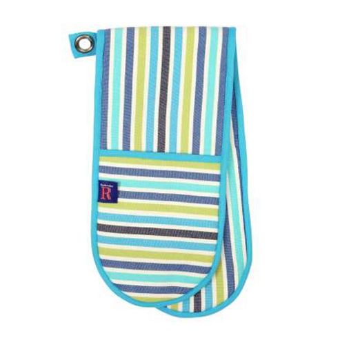 Image of Rushbrookes Regatta Double Oven Glove, Blue Stripe