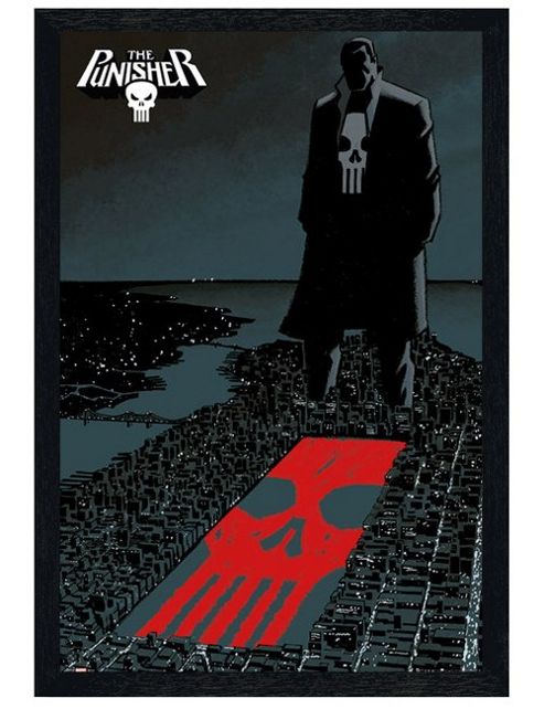 Image of Black Wooden Framed Marvel Comics The Punisher Poster
