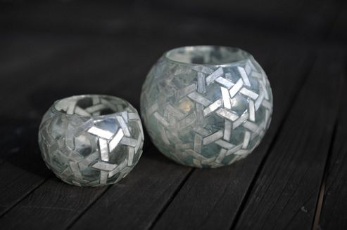 Image of Truly Minka Capiz Hexagon Weave Round Tealight (set Of 4) - Medium
