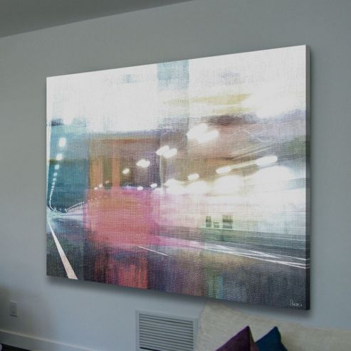 Image of Parvez Taj Night Train Canvas Wall Art - 101 Cm H X 152 Cm W X 5 Cm D