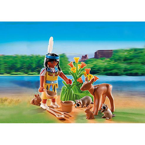 Image of Playmobil Native American Girl With Forest Animals Gift Egg - 5278