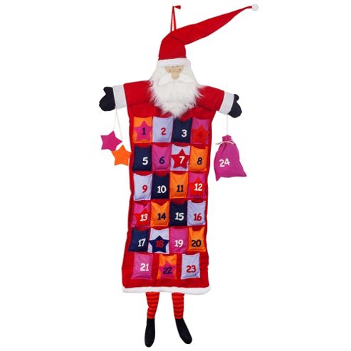 Image of Colourful Hanging Felt Father Christmas Advent Calendar