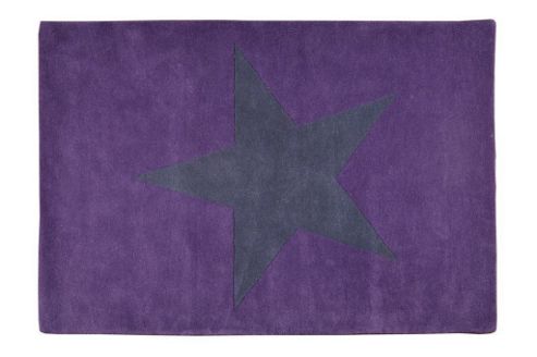 Image of Lorena Canals Star Eggplant And Dark Grey Children's Rug - 140 Cm W X 200 Cm D (4 Ft 9 In X 6 Ft 6.5 In)