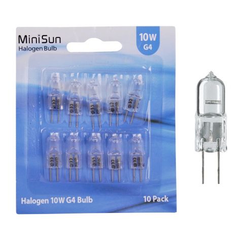 Image of Minisun Pack Of Ten 10w 12v G4 Halogen Capsule Bulbs
