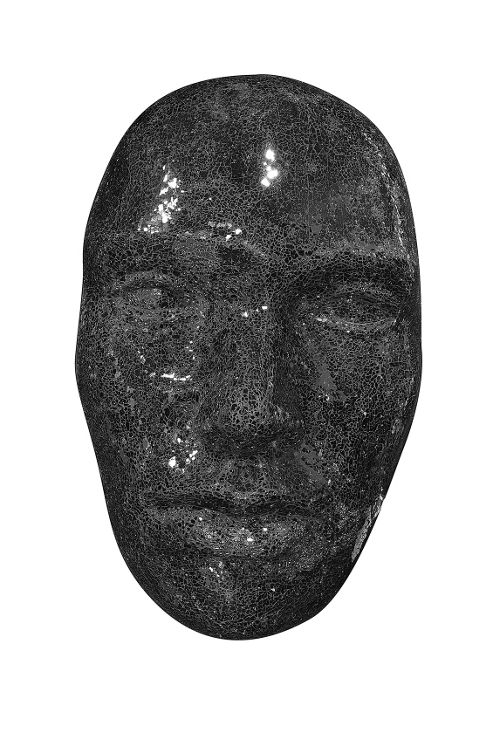 Image of Large Black Mosiac Crackle Face Wall Decoration 103cm X 62cm X 32cm 3ft4 X 2ft