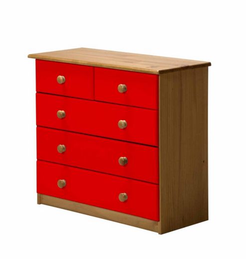 Image of Verona Drawer Chest 3 + 2 Colour Antique And Red