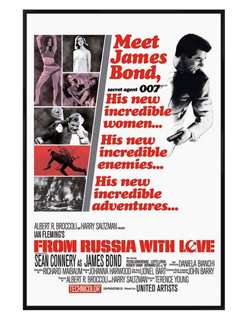 Image of James Bond Gloss Black Framed From Russia With Love Poster
