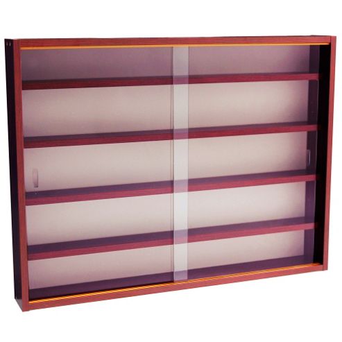 Image of Reveal - 4 Shelf Glass Wall Display Cabinet - Mahogany