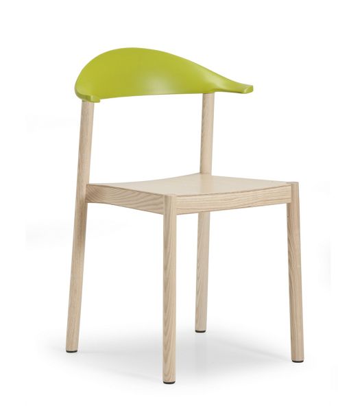 Image of Plank Monza Chair With Yellow Green Backrest - Ash Natural