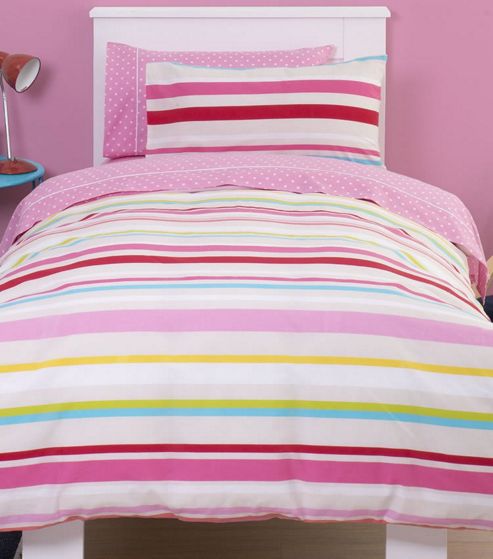 Image of Fun Stripe Single Duvet - Pink