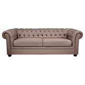 Chesterfield Velvet-effect Fabric Sofabed, Mink