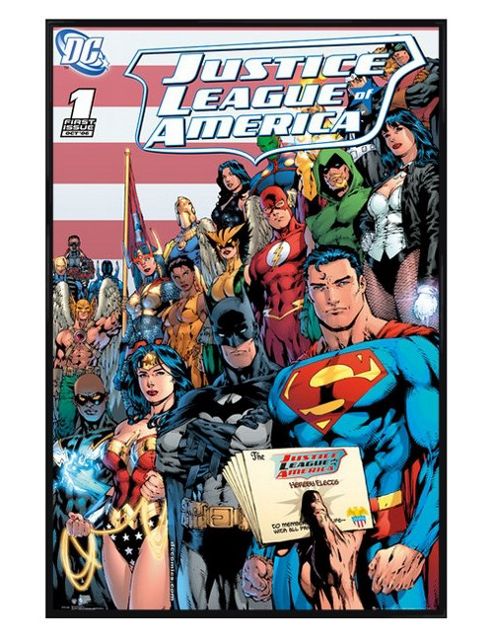 Image of Gloss Black Framed Dc Comics Justice League Of America Poster