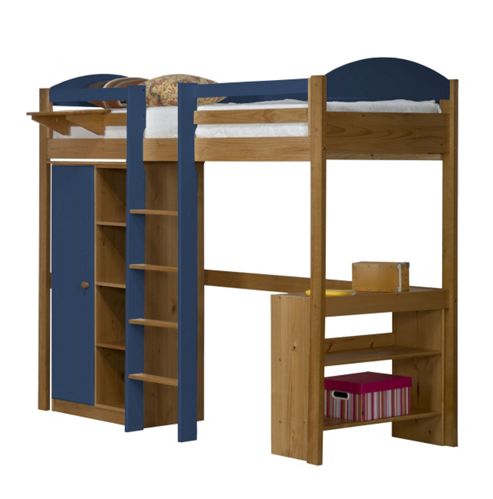 Image of Maximus High Sleeper Set 1 Central Ladder Antique With Blue Details