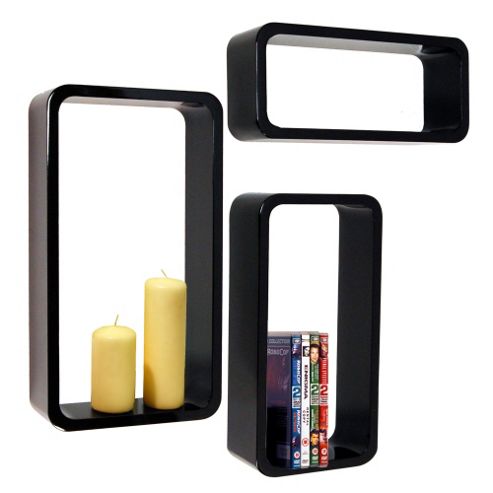 Image of Charlton - Wall Mounted Storage / Display Shelves - Set Of 3 - Black