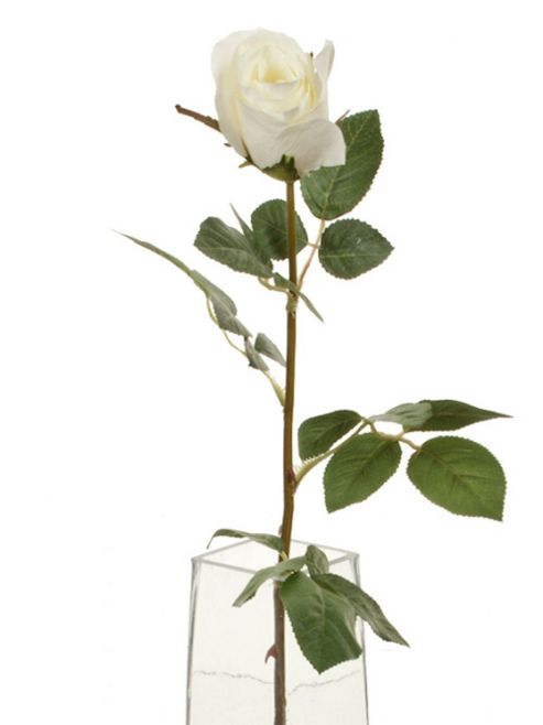 Image of Artificial 70cm Single Stem Closed Bud White Rose