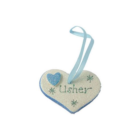 Image of Usher Blue Sparkle Heart Wedding Keepsake