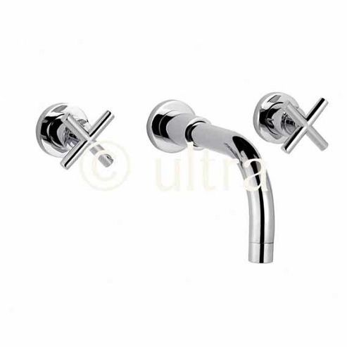 Image of Ultra Helix Crosshead Wall Mounted Bath Filler With Spout In Chrome