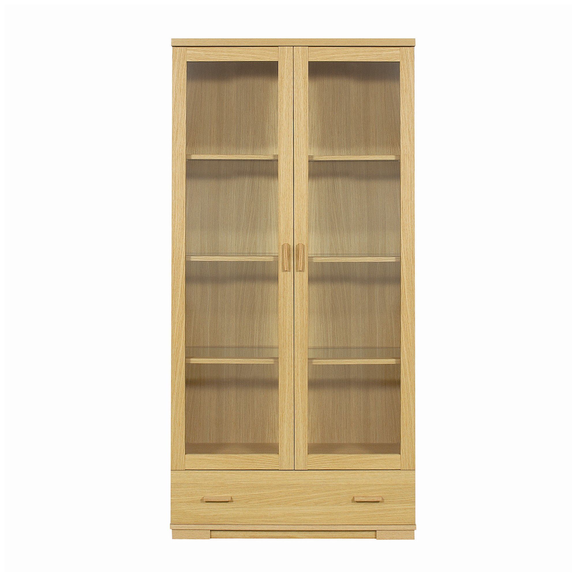 Caxton Huxley 2 Glazed Door / 1 Drawer Display Cabinet in Light Oak at Tesco Direct