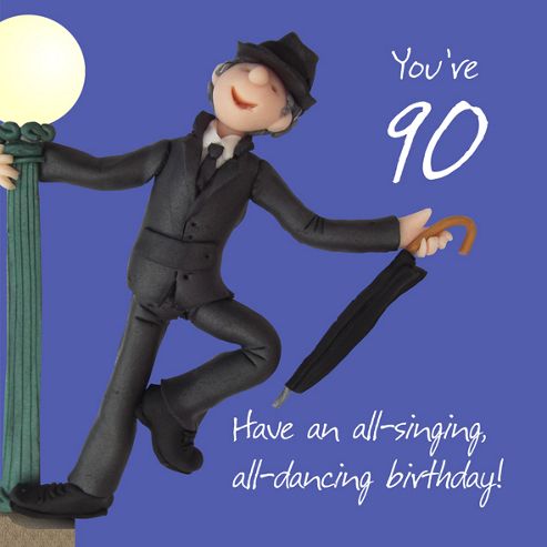 Image of Holy Mackerel Happy 90th Birthday. Have An All Singing, All Dancing Birthday Greetings Card