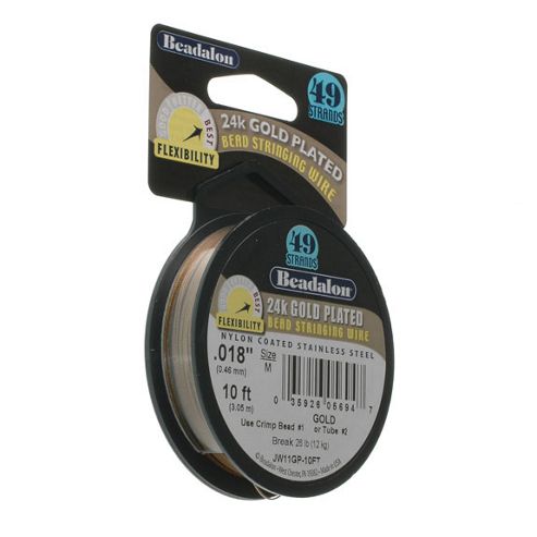 Image of Beadalon 49 Strand Wire .018" Gold Plate 10ft (3m)