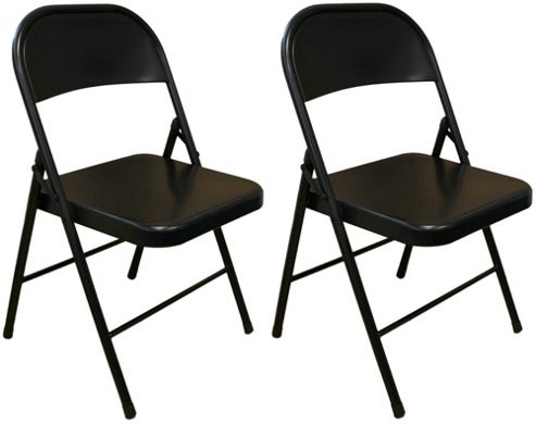Image of Pack Of 2 Chairs - Black Metal Folding Office, Computer, Desk Chairs