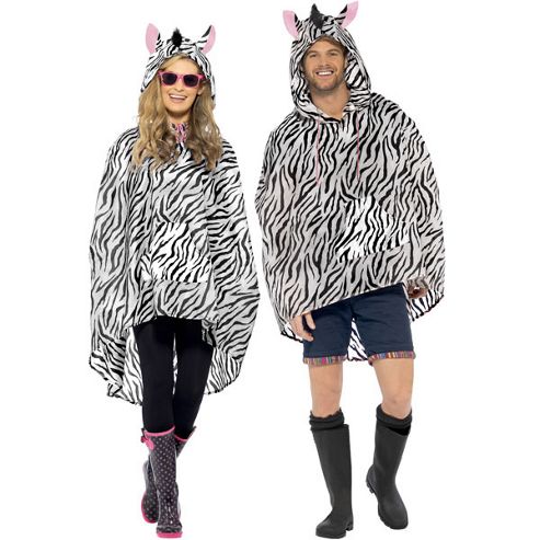 Image of Unisex Zebra Party Poncho - Adult Costume Size: 8-18