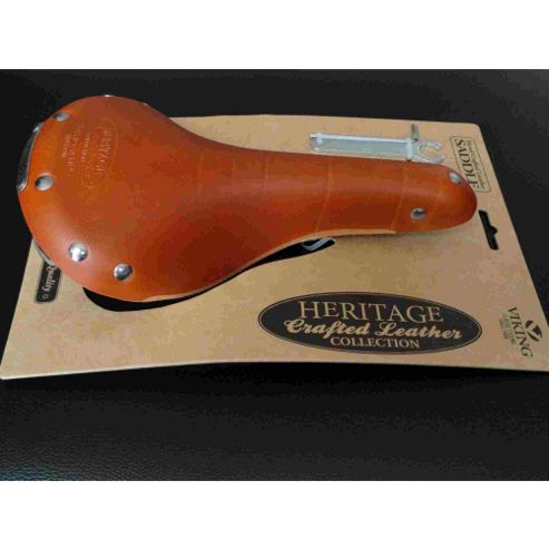 Image of Viking Cromo Leather Saddle 280mm X 155mm - Honey