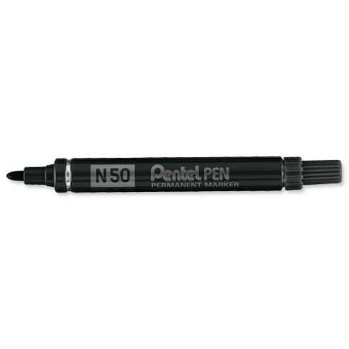 Image of Pentel N50 Permanent Marker Bullet Tip 1.5-2mm Line Black Ref N50-a [pack 12]