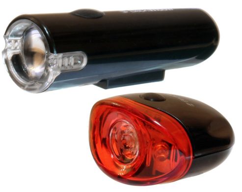 Image of Black Widow Blaze 1w Front And Defender Rear Bike Light Set. (front Light Is 1 Watt. Rear Light Is 3 Led)