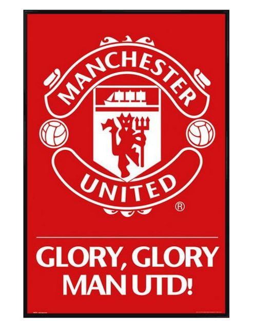 Image of Manchester United Football Club Gloss Black Framed Glory, Glory Man Utd! Mufc Poster