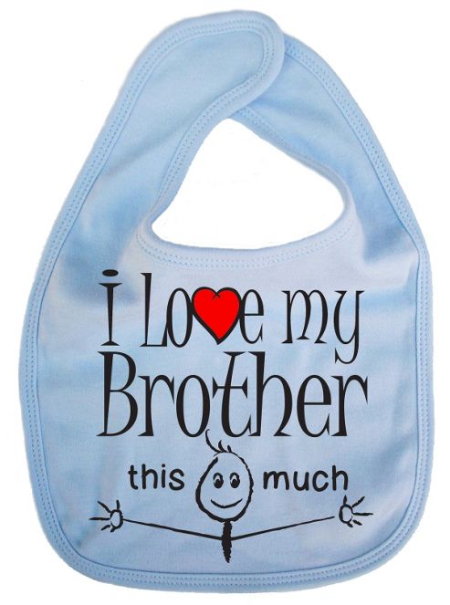 Image of Dirty Fingers I Love My Brother This Much Baby Bib Blue