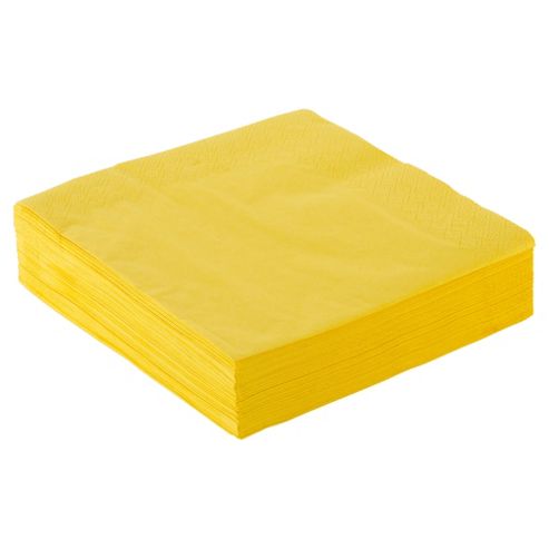 Image of Tesco Napkin - 33cm, Bright Yellow 50 Pack
